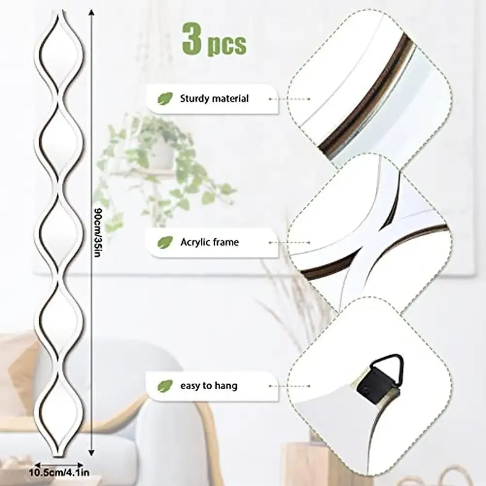 3 Piece Boho Mirror Art Decals