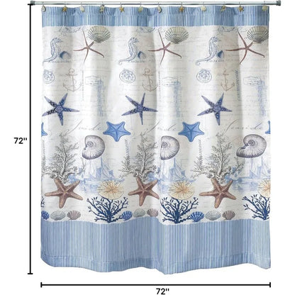 Fabric Shower Curtain, Nautical Bathroom Decor (Antigua Collection, 72")