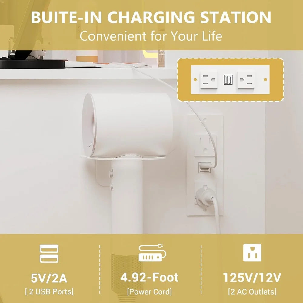 Dressing Table with Mirror & Power Outlet