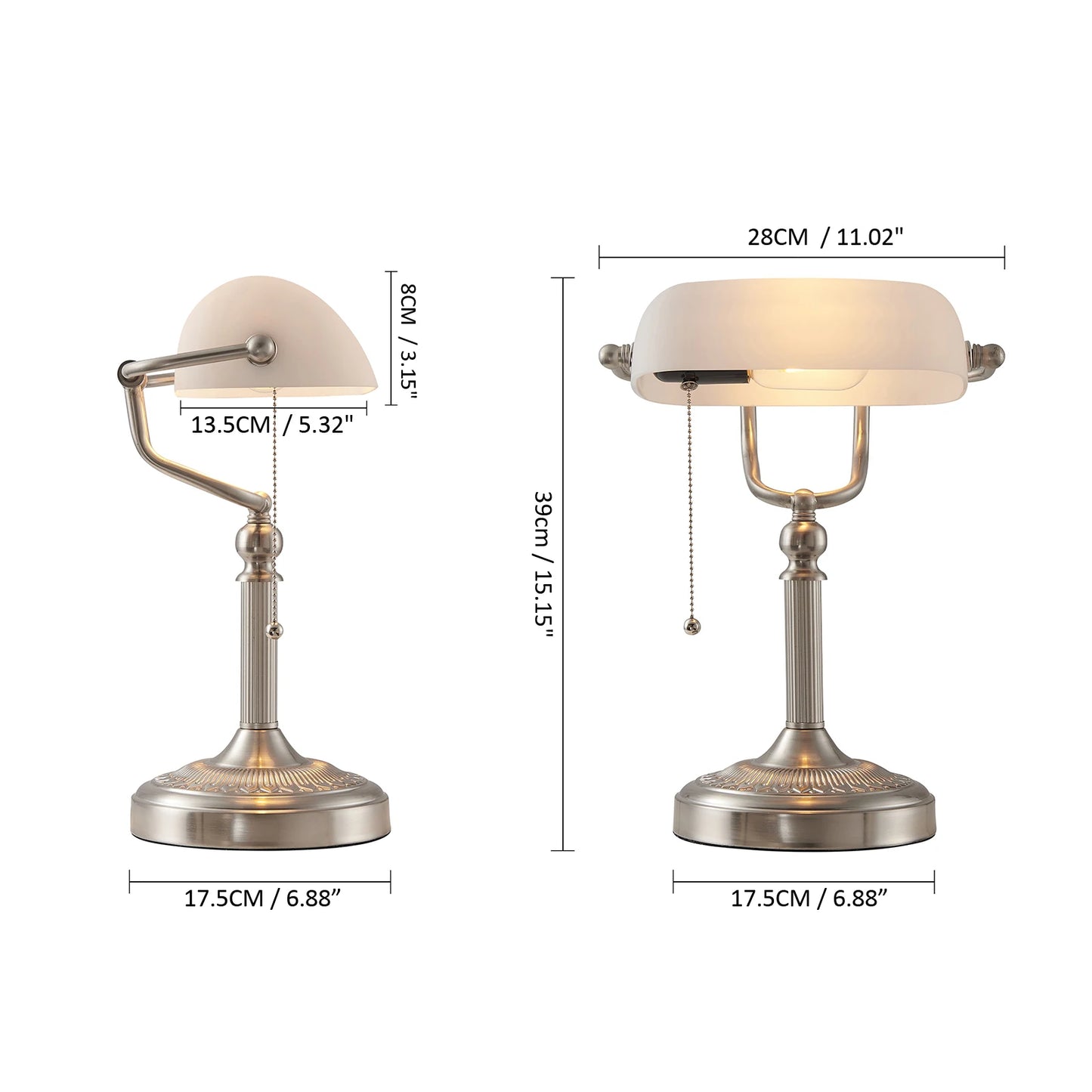 Green/White Color Glass Desk Lamp