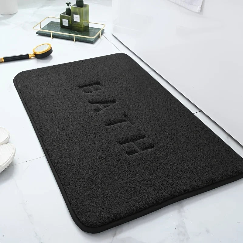 Furry solid color embroidery bathroom absorbent and dirt-resistant soft floor mat thickened toilet mat shower room non-slip mat