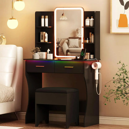 Dressing Table with Mirror & Power Outlet