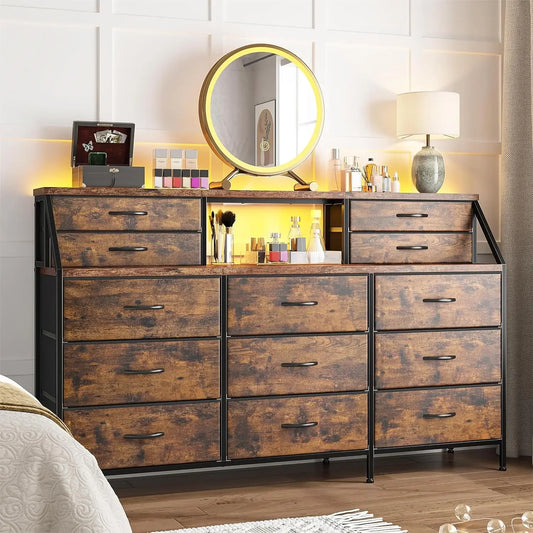 Wooden Top Metal Frame Chest of Drawers