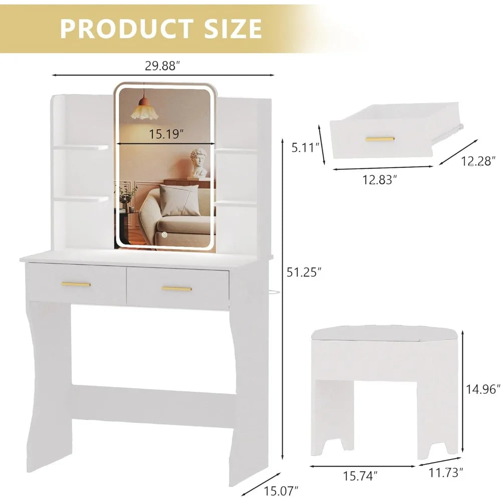 Dressing Table with Mirror & Power Outlet