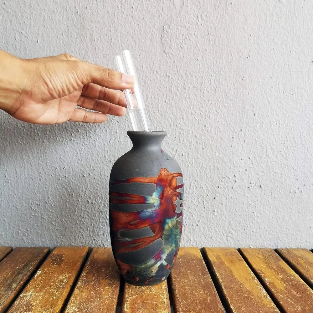 7 inch Raku Ceramic Pottery Vase