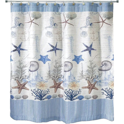 Fabric Shower Curtain, Nautical Bathroom Decor (Antigua Collection, 72")