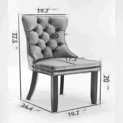 Set of 6, Velvet Upholstered Dining Chairs