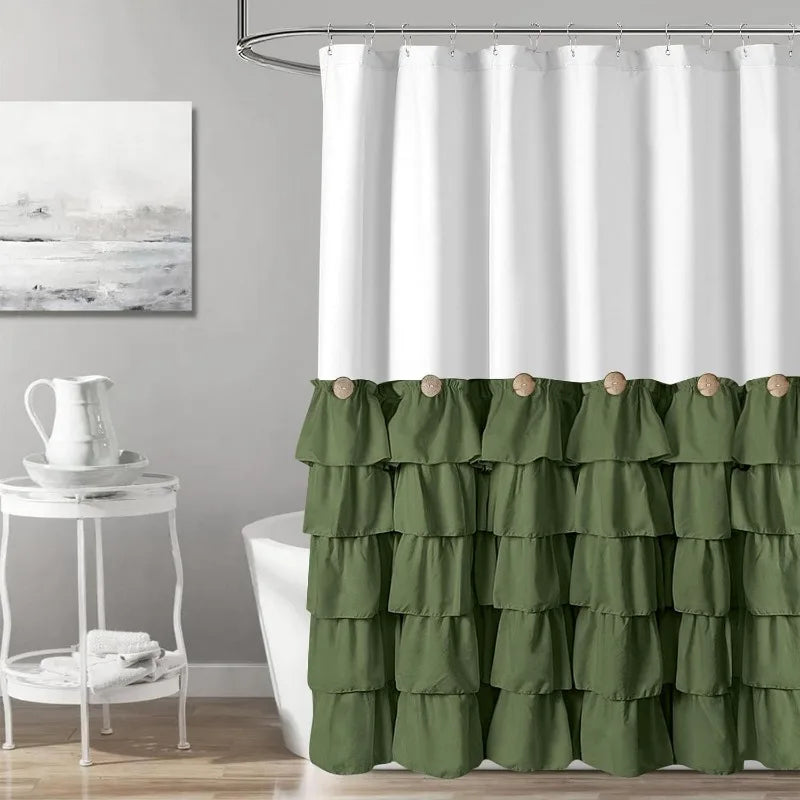 Farmhouse Shower Curtain Set with 12 Hooks