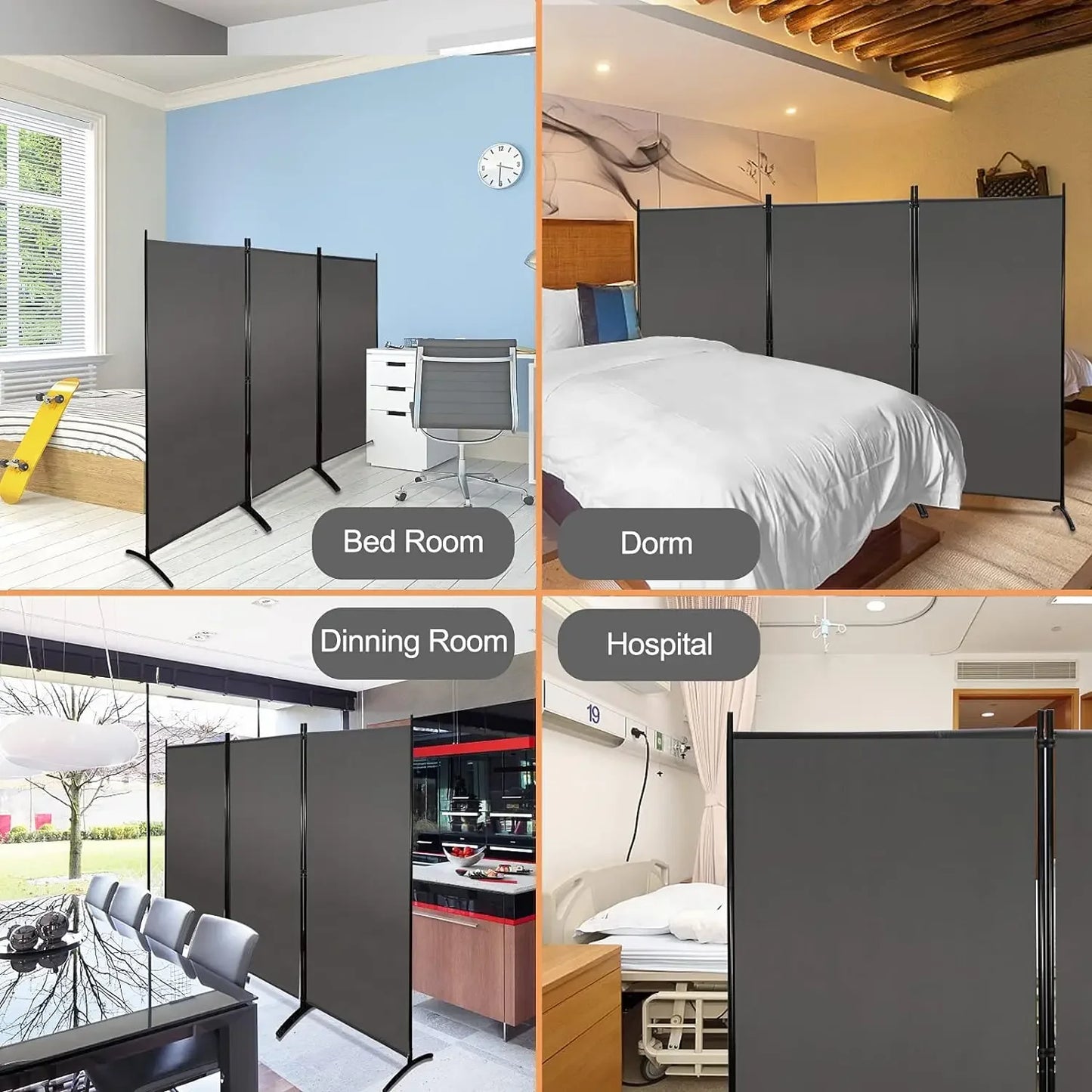 Partition Room Dividers 3 Panel 6 Ft Tall