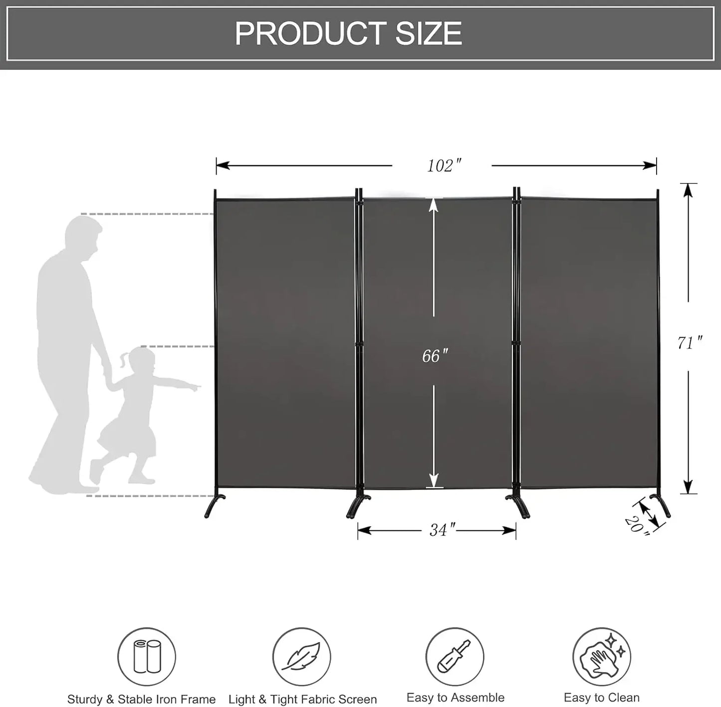 Partition Room Dividers 3 Panel 6 Ft Tall