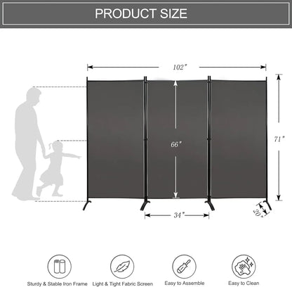 Partition Room Dividers 3 Panel 6 Ft Tall