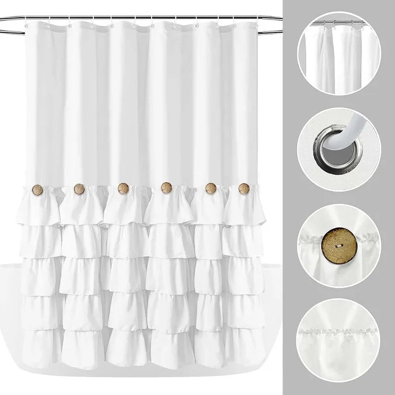 Farmhouse Shower Curtain Set with 12 Hooks