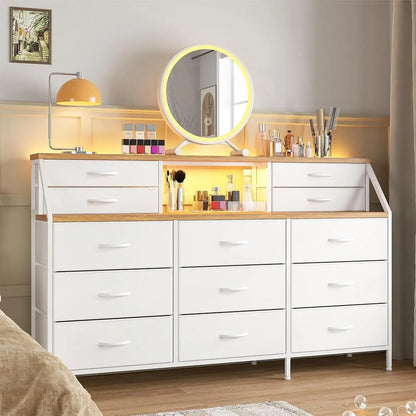 Wooden Top Metal Frame Chest of Drawers