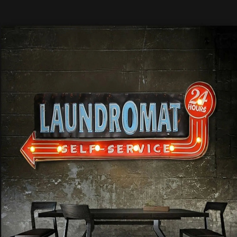 Vintage LED Light LAUNDROMAT Sign