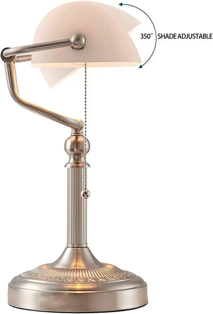 Green/White Color Glass Desk Lamp