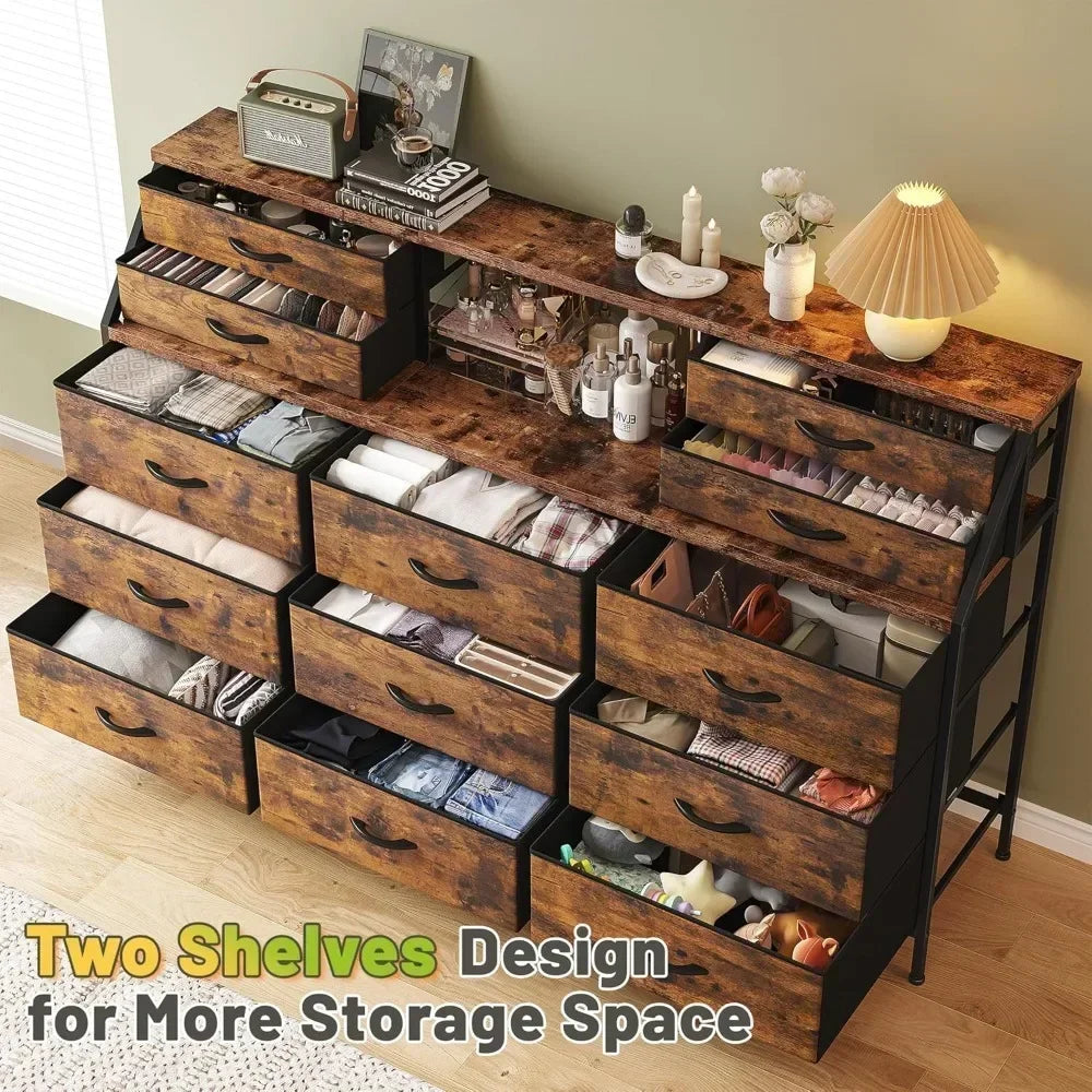 Wooden Top Metal Frame Chest of Drawers