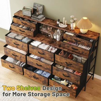 Wooden Top Metal Frame Chest of Drawers